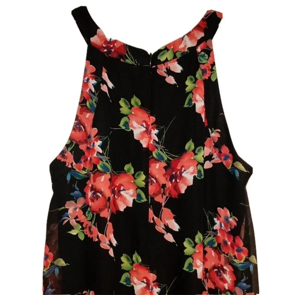 Betsey Johnson Womens Black Floral Dress Size‎ 8 Sleeveless Halter Style